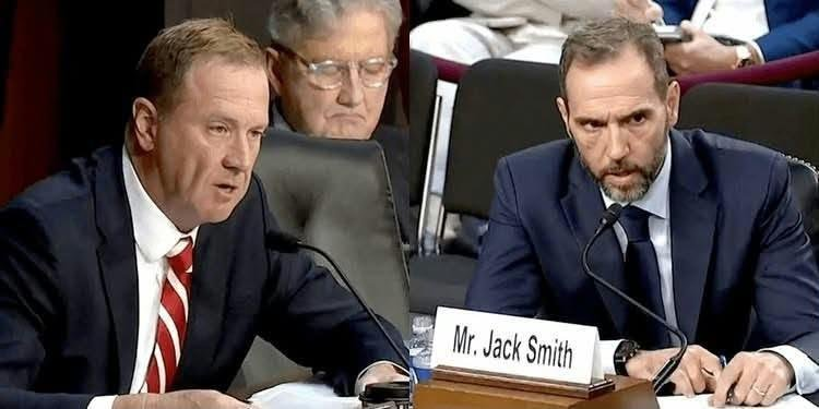 Senator Eric Schmitt questioning Jack Smith. Click for another exchange.